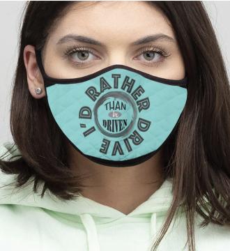 4-Piece I'd rather - Quilted Classic Elastic Teal Face Mask
